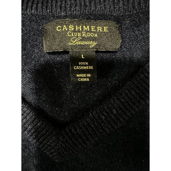 Club Room Luxury Men's Cashmere V-Neck Sweater Navy Sz L Quiet Luxury - Picture 4 of 7